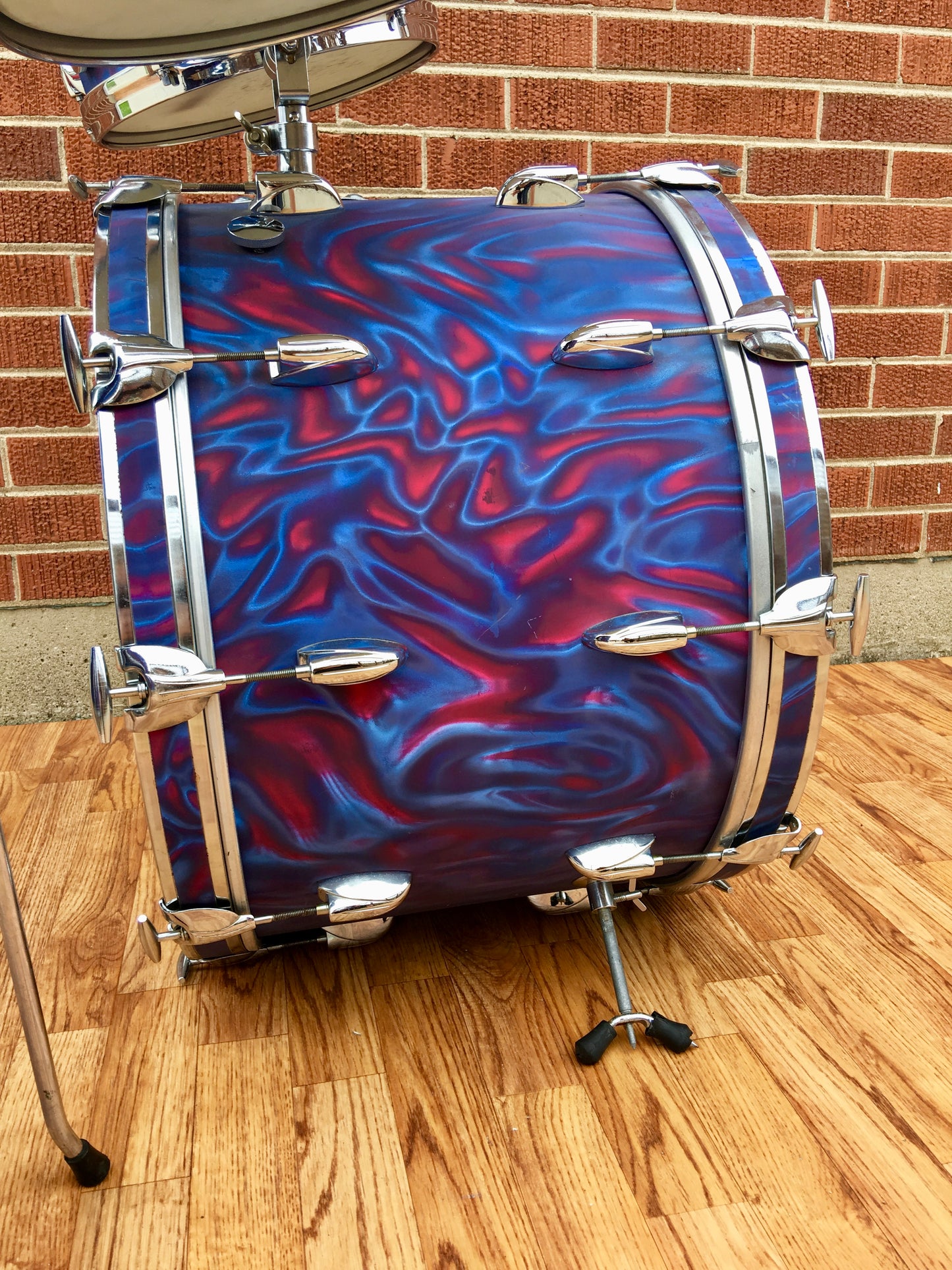 1971 Gretsch Stop Sign Badge Drum Set in Peacock Satin Flame