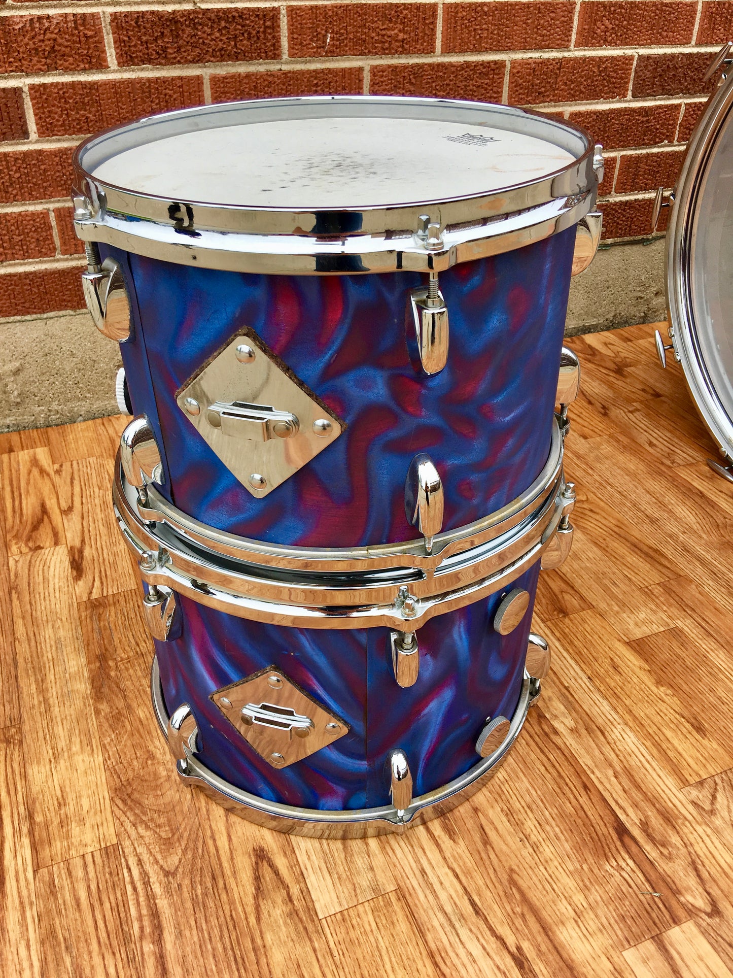 1971 Gretsch Stop Sign Badge Drum Set in Peacock Satin Flame