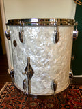 1960's Gretsch Round Badge 16x16 Floor Tom White Marine Pearl 6 ply
