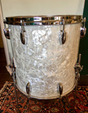 1960's Gretsch Round Badge 16x16 Floor Tom White Marine Pearl 6 ply
