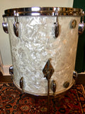 1960's Gretsch Round Badge 16x16 Floor Tom White Marine Pearl 6 ply