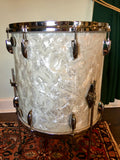 1960's Gretsch Round Badge 16x16 Floor Tom White Marine Pearl 6 ply