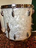 1960's Gretsch Round Badge 16x16 Floor Tom White Marine Pearl 6 ply