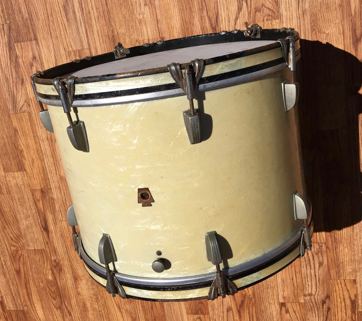 1948-52 WFL / Ludwig 12x17 White Marine Pearl Bop Bass Drum