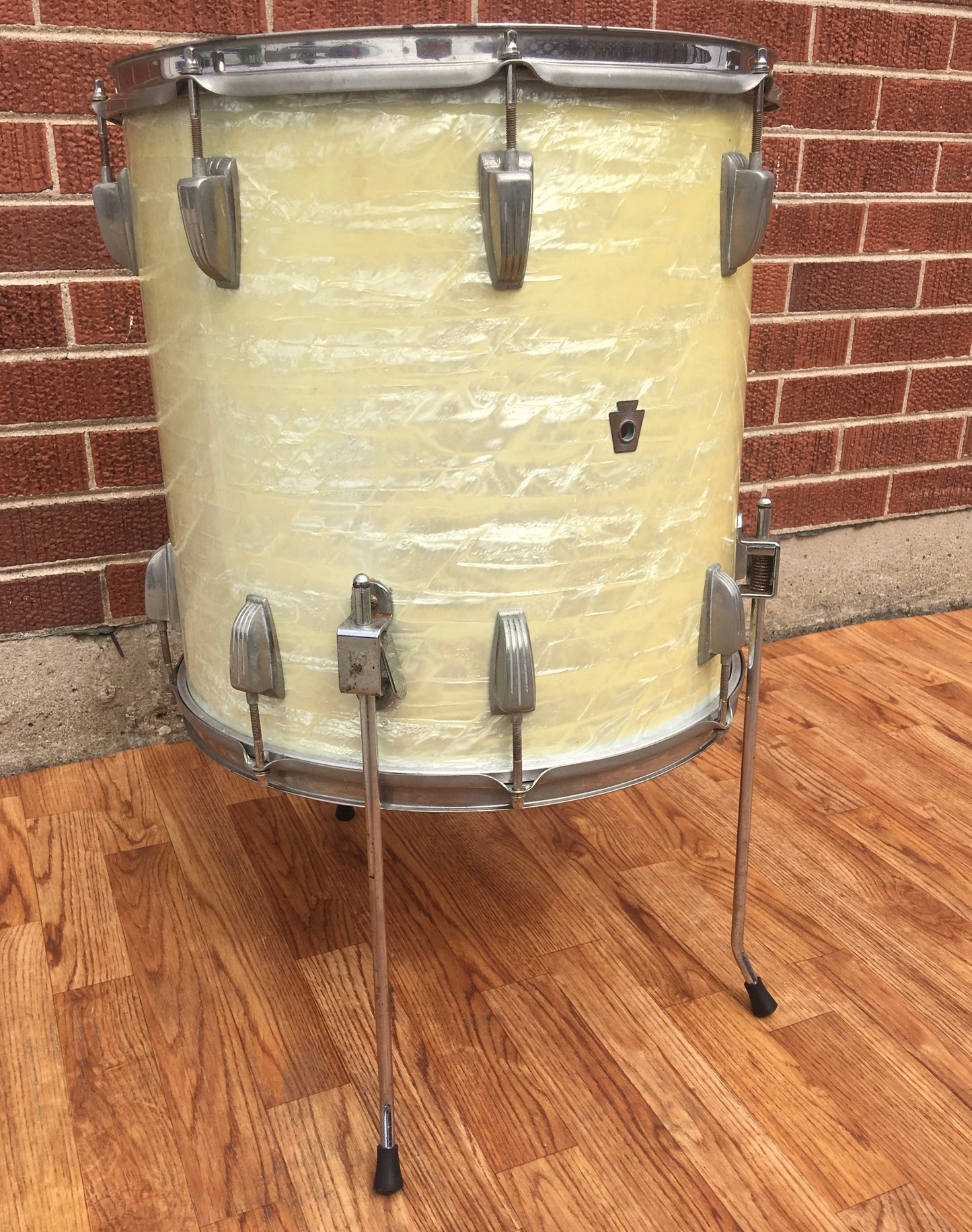 1955-59 WFL Ludwig 16x16 Floor Tom White Marine Pearl