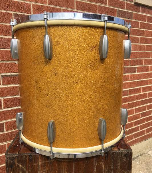 1936-42 Slingerland Radio King 16x16 Gold Sparkle Floor Tom