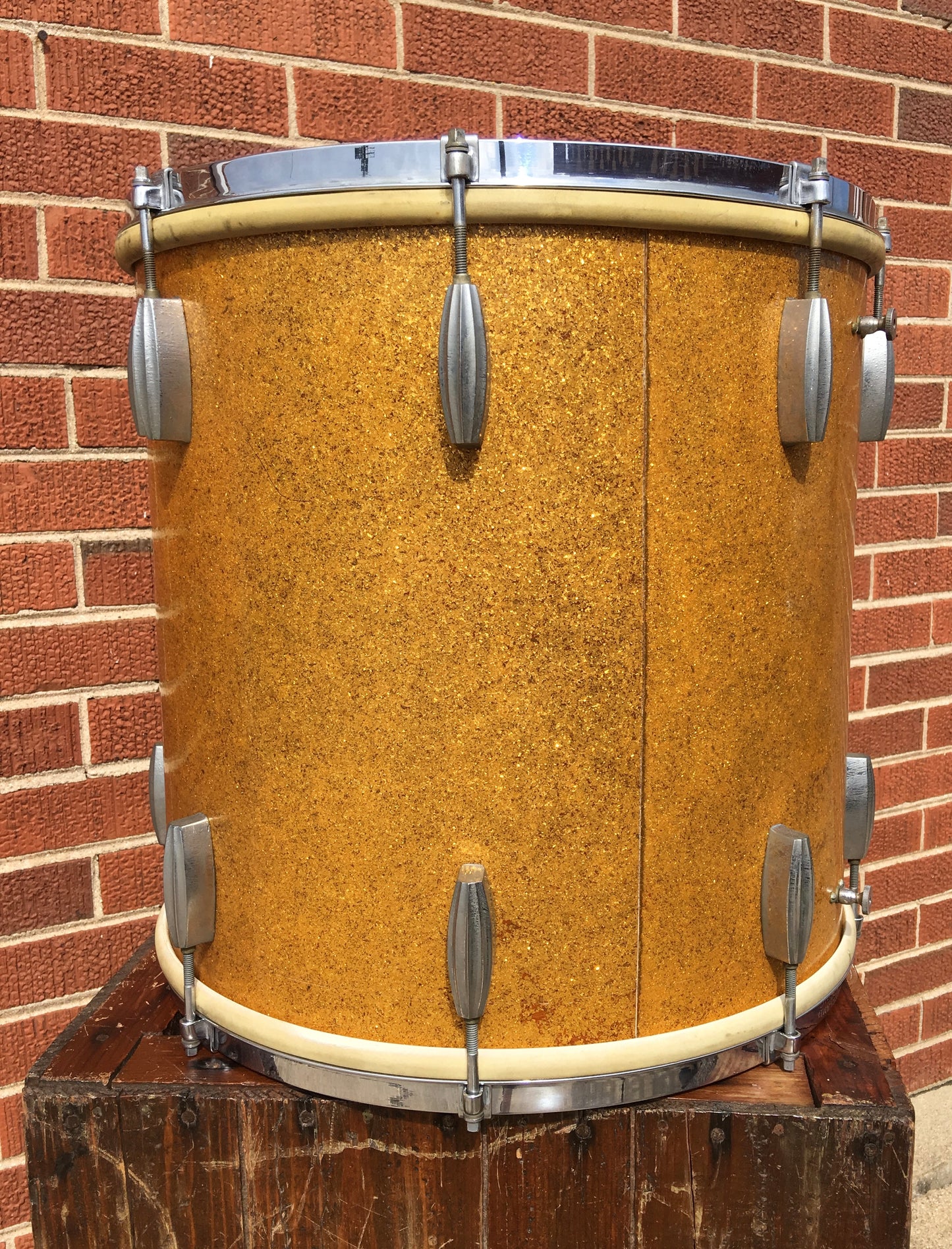 1936-42 Slingerland Radio King 16x16 Gold Sparkle Floor Tom