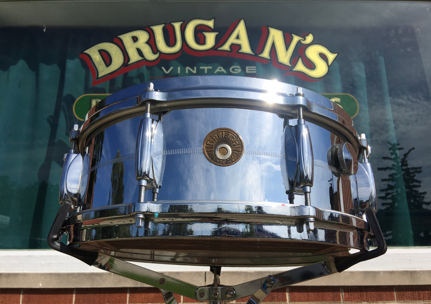 1969 Gretsch 5x14 Brass 4160 Round Badge Snare Drum 5X14