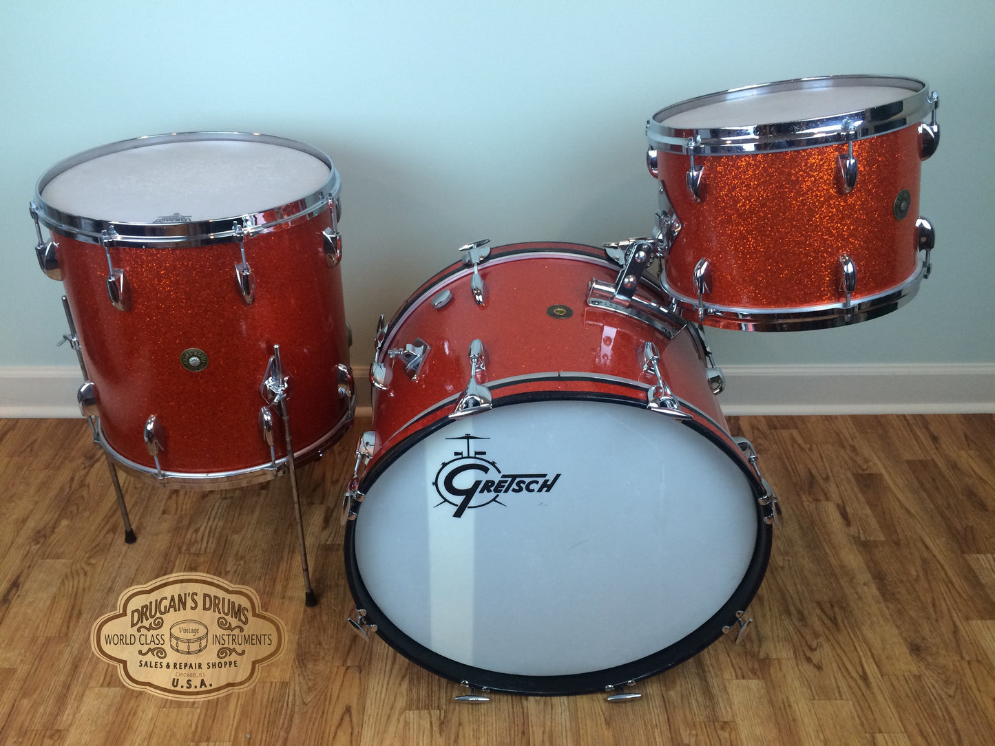 Gretsch Round Badge Tangerine Sparkle Name Band Set 22"/13"/6"