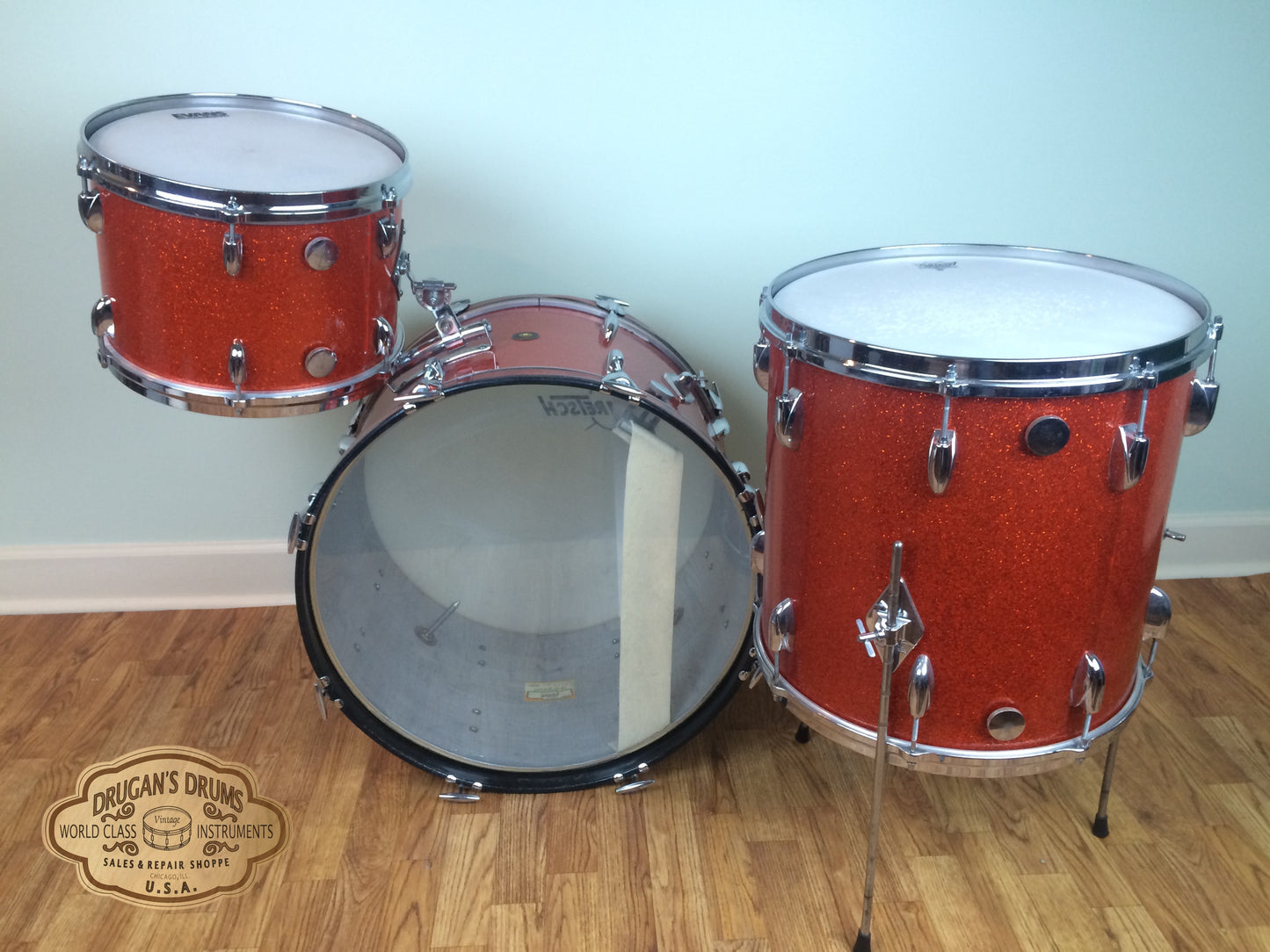 Gretsch Round Badge Tangerine Sparkle Name Band Set 22"/13"/6"