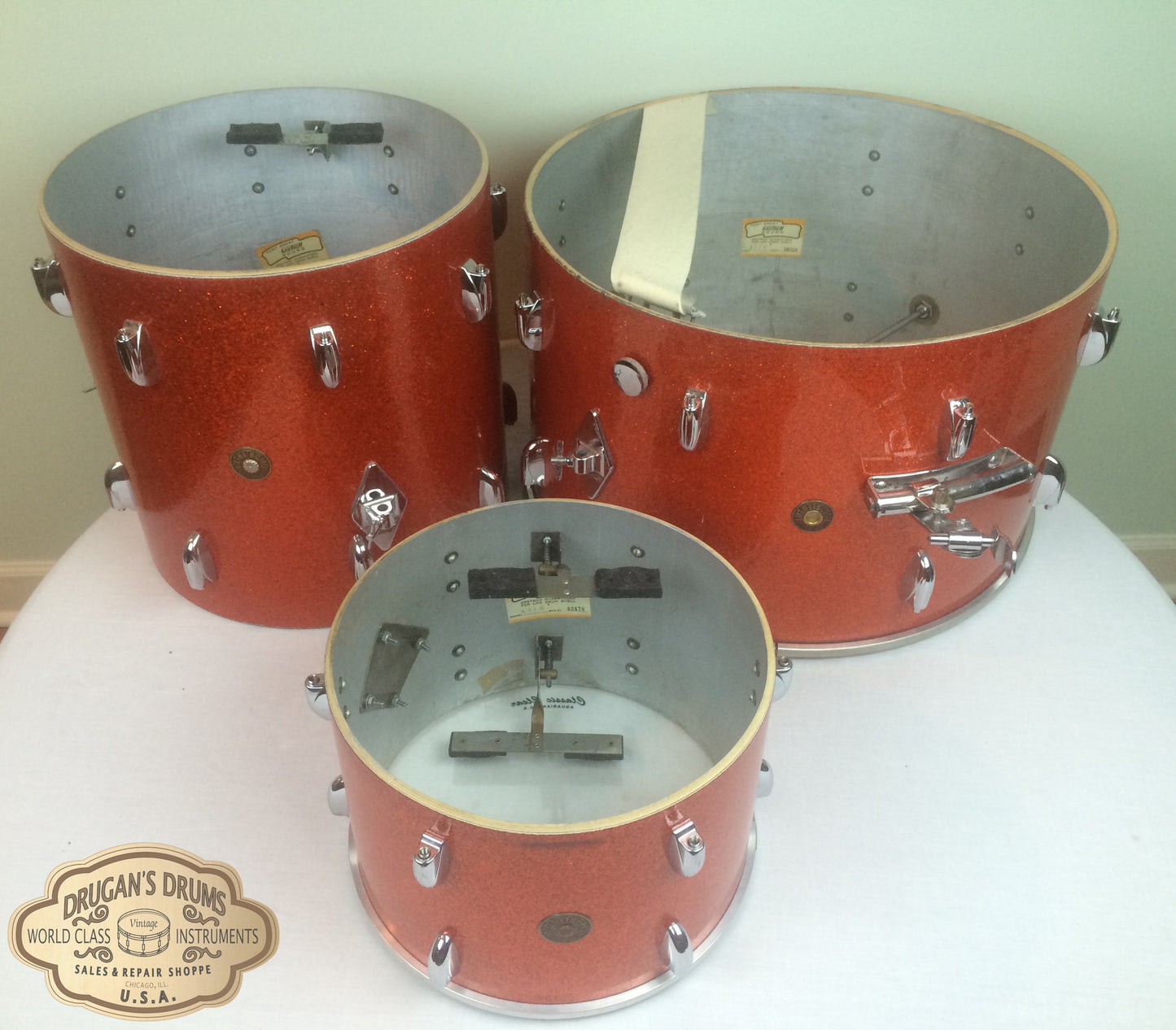 Gretsch Round Badge Tangerine Sparkle Name Band Set 22"/13"/6"