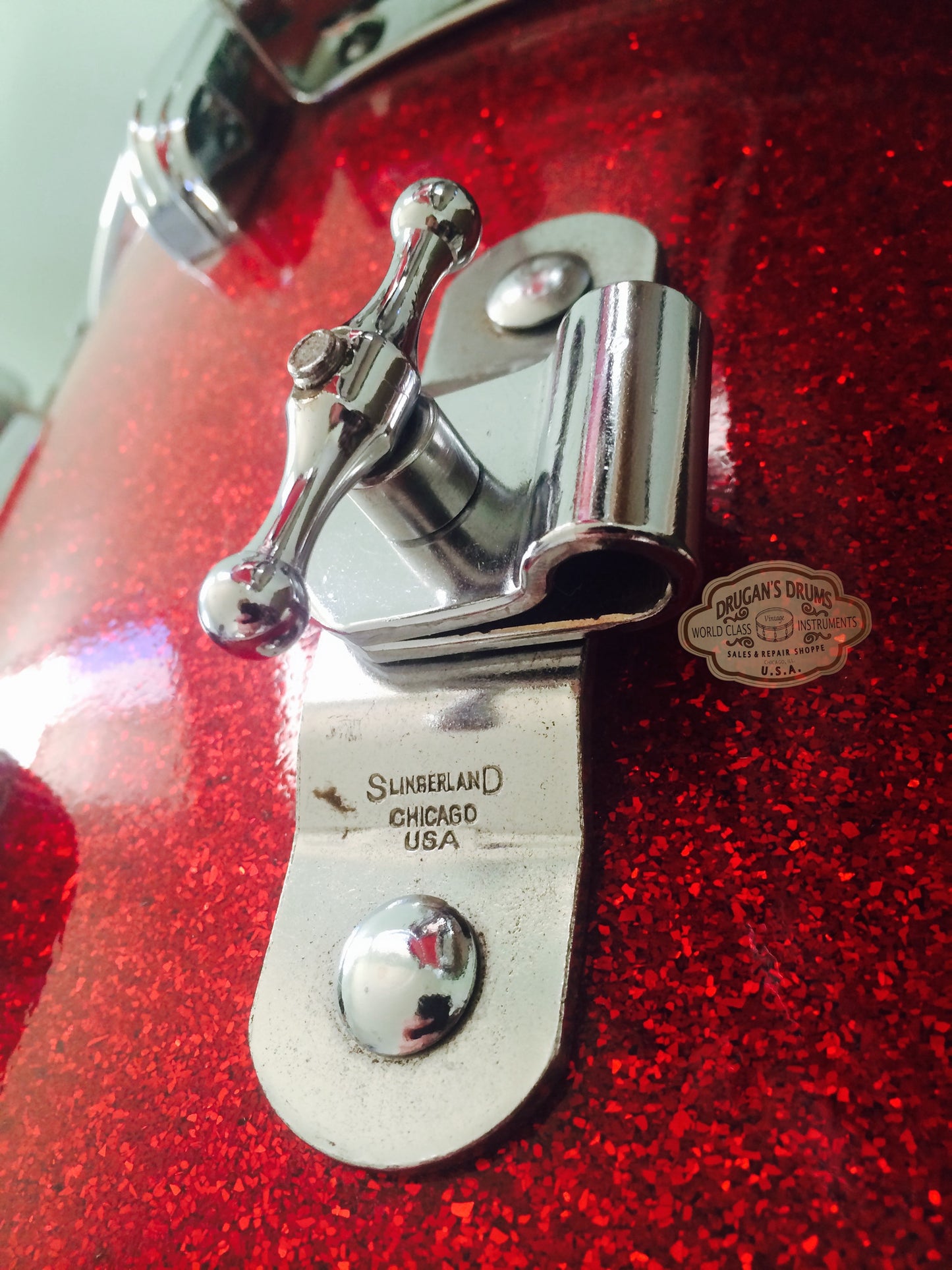 1953 Slingerland Red Glass Glitter Gene Krupa Deluxe Radio King Kit